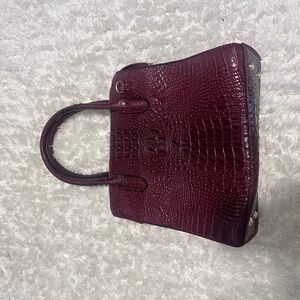 Chic Burgundy Crocodile-Embossed Satchel